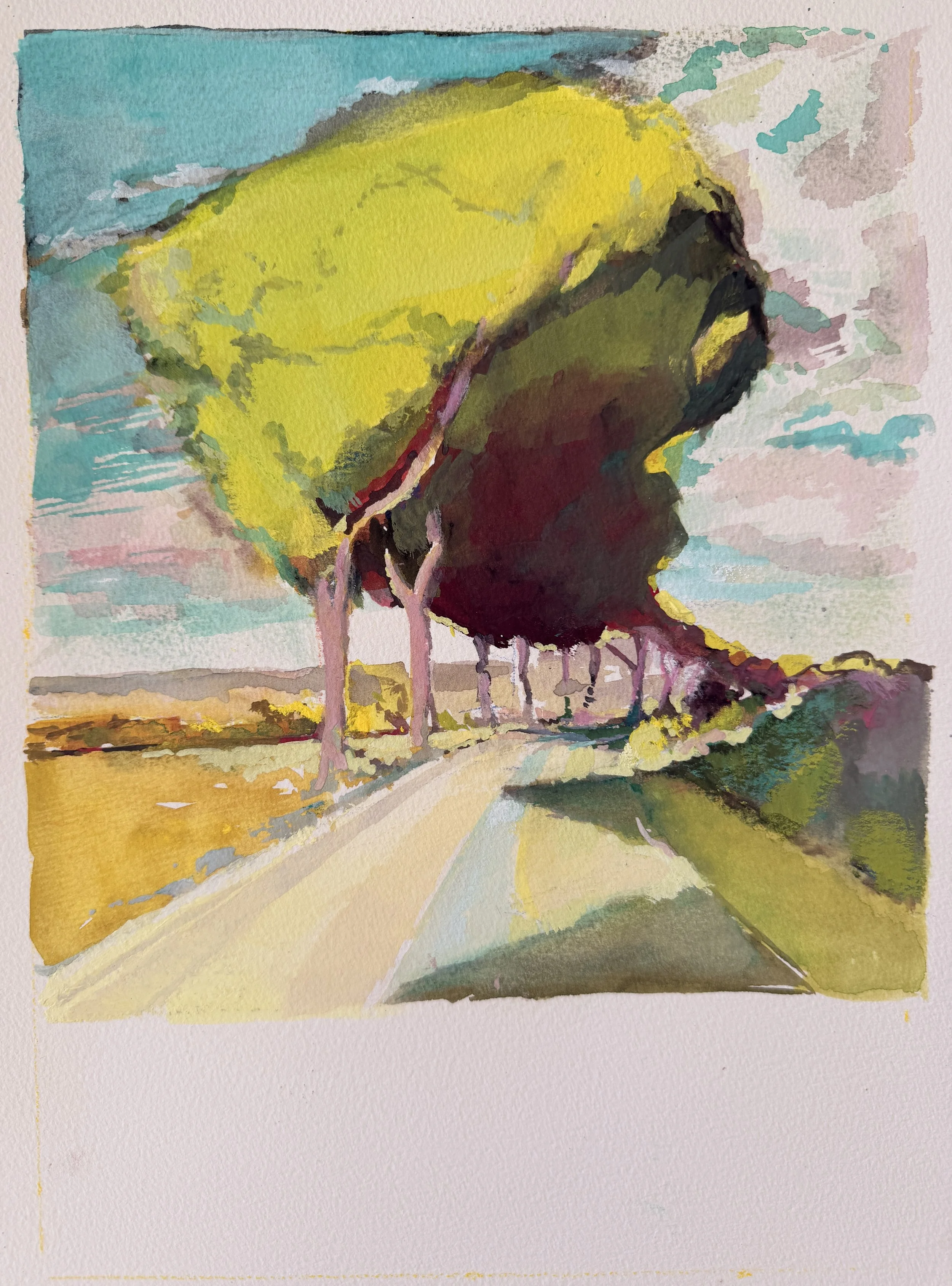    Orvieto,   gouache on paper, 14 × 10”, 2026 