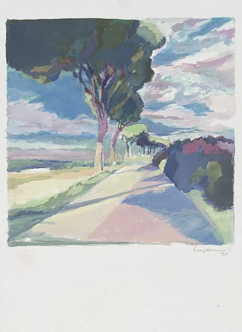    Umbrian Sky,   gouache on paper, 14 × 10”, 2026 