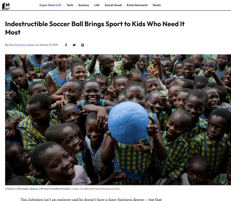 Mashable—Indestructible Soccer Ball Brings Sport to Kids Who Need It Most!