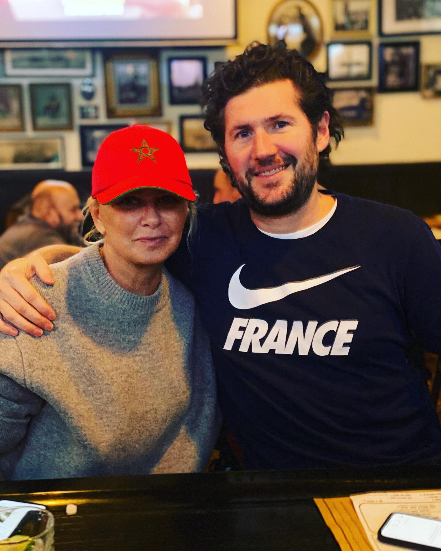 They are married- she&rsquo;s from 🇲🇦 and he&rsquo;s from 🇫🇷. Should be an interesting day at the bar!
.
.
.
.
#worldcup #fifa #francemorocco #soccer  #nycbars #watchthegame