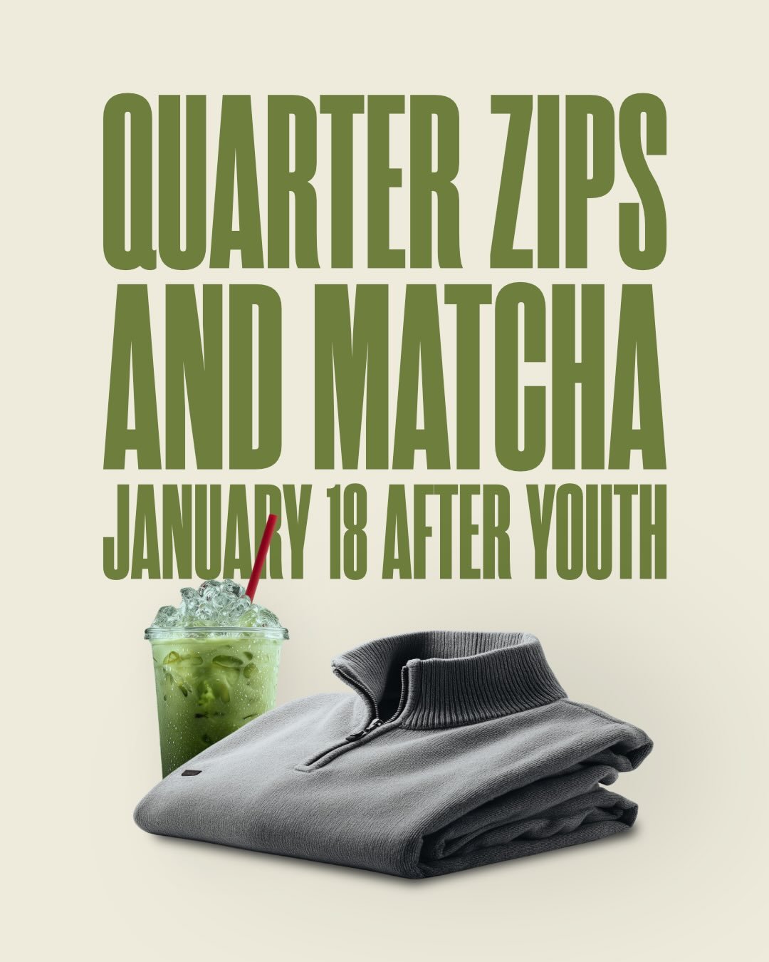 Quarter zips and matchas😎

Can&rsquo;t wait to see you this Sunday don&rsquo;t forget to wear your best performative outfit!!