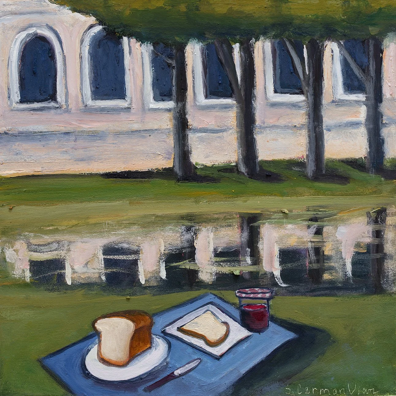 Belle Isle Boat House Lunch 2025 plein air oil 8x8 in..jpg