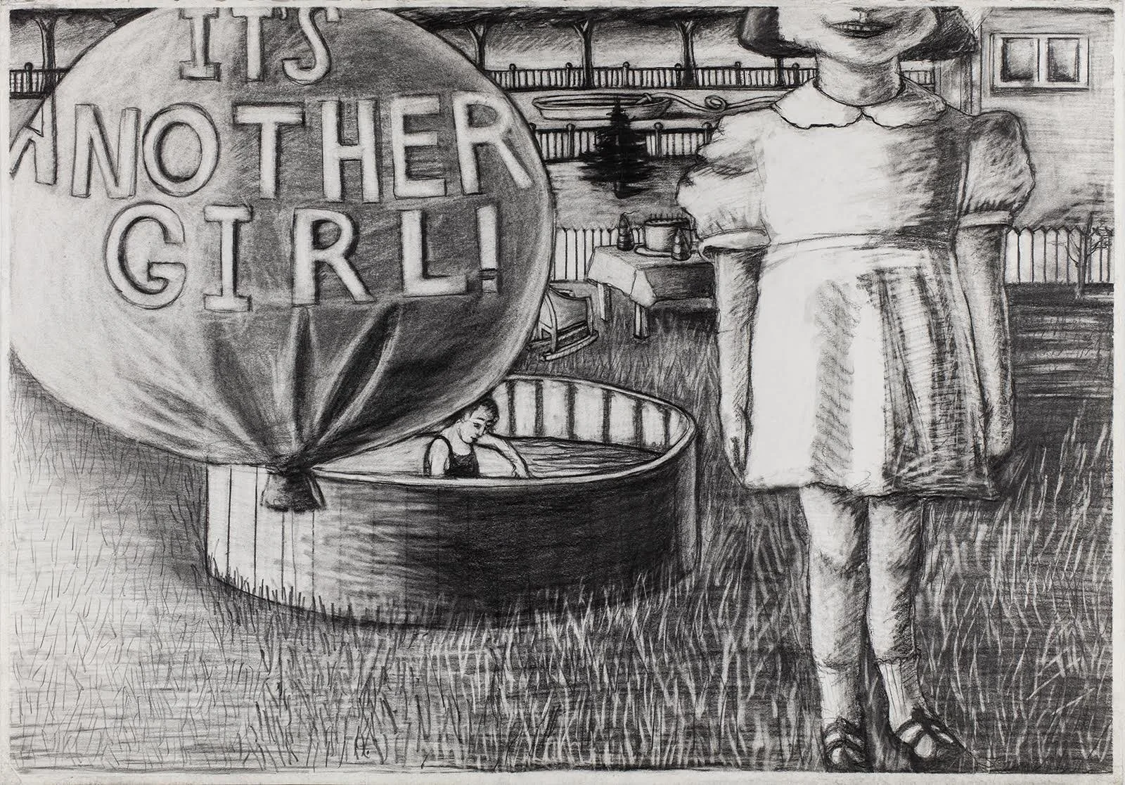 It_s Another Girl, Backyard Birthday 24x36 in graphite 2018.jpg