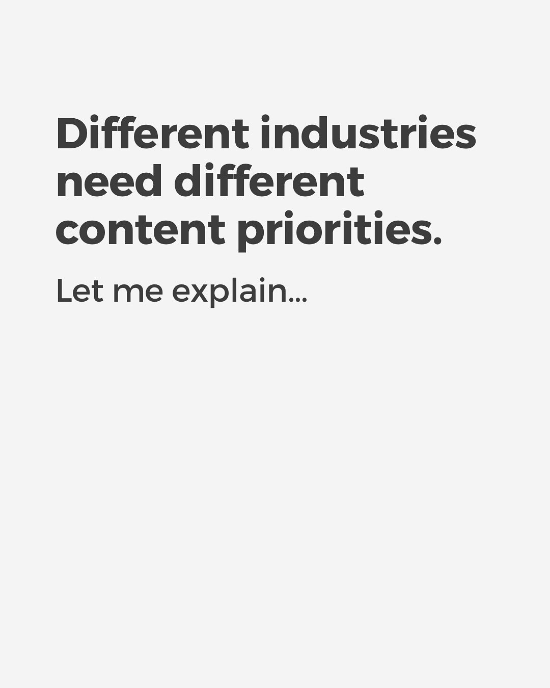 I&rsquo;ve worked with a lot of different industries, and one thing I&rsquo;ve learned is that there&rsquo;s no one size fits all when it comes to social media.

Each industry needs a different approach.

Different goals and different ways to connect