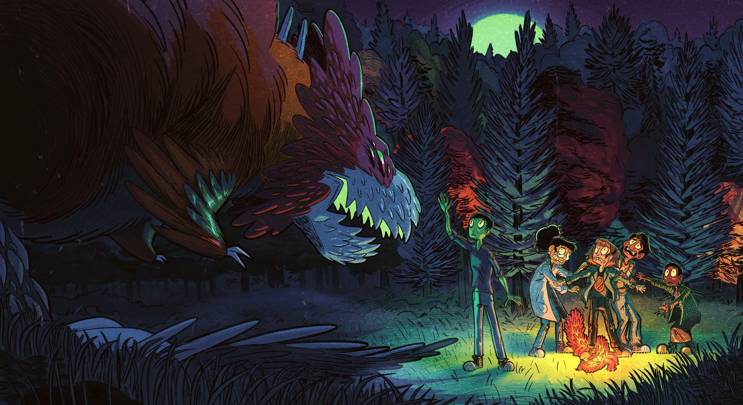 Meeting the Snallygaster - Illustration for "Cherry Creek Paranormal" 2024