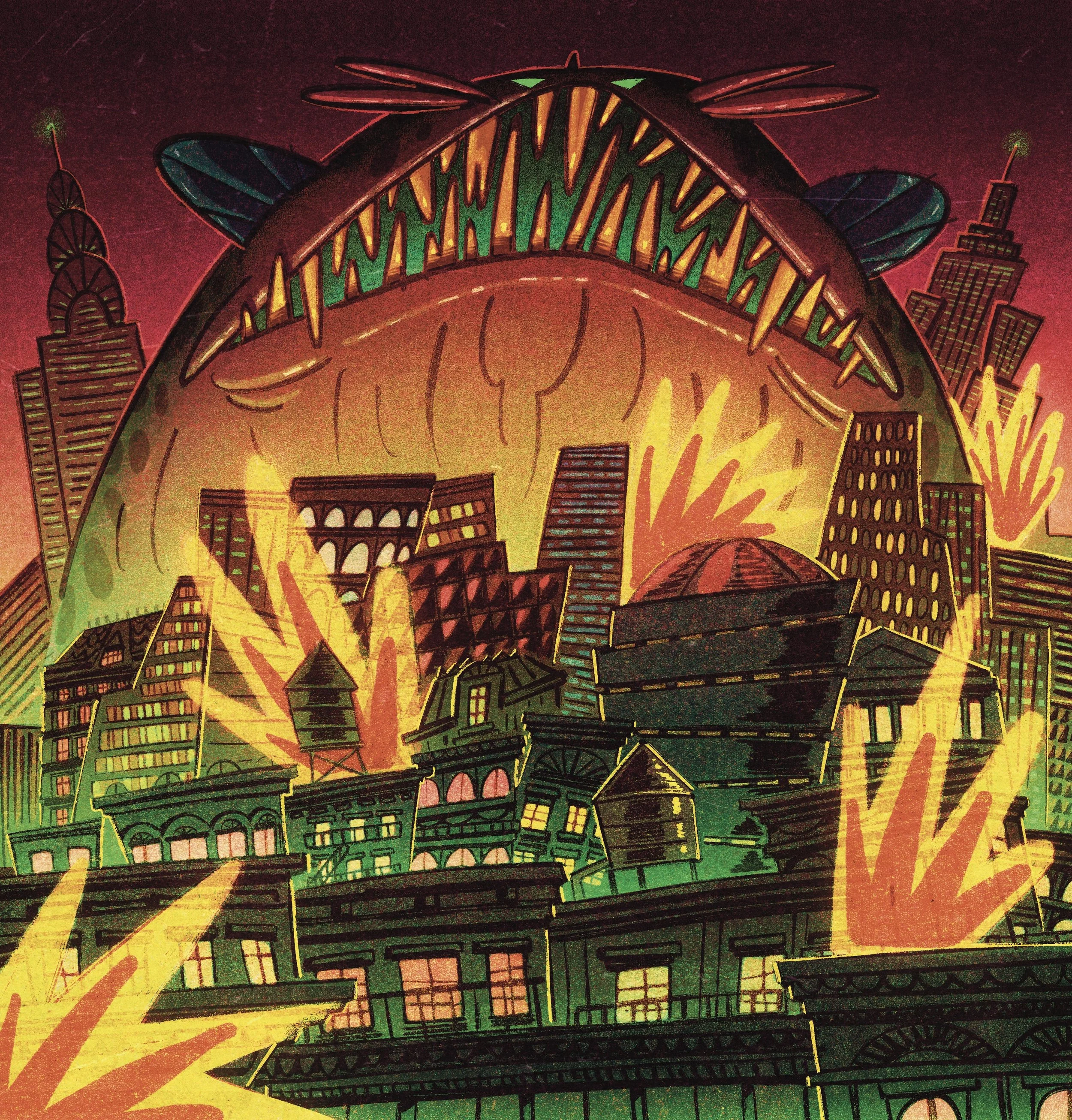 Kaiju Attack - Illustration for "Kaiju in my Window" 2024