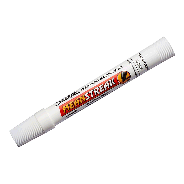Sharpie Mean Streak solid paint marker used for graffiti tagging, street art marking, and industrial surface writing on metal, glass, and concrete.