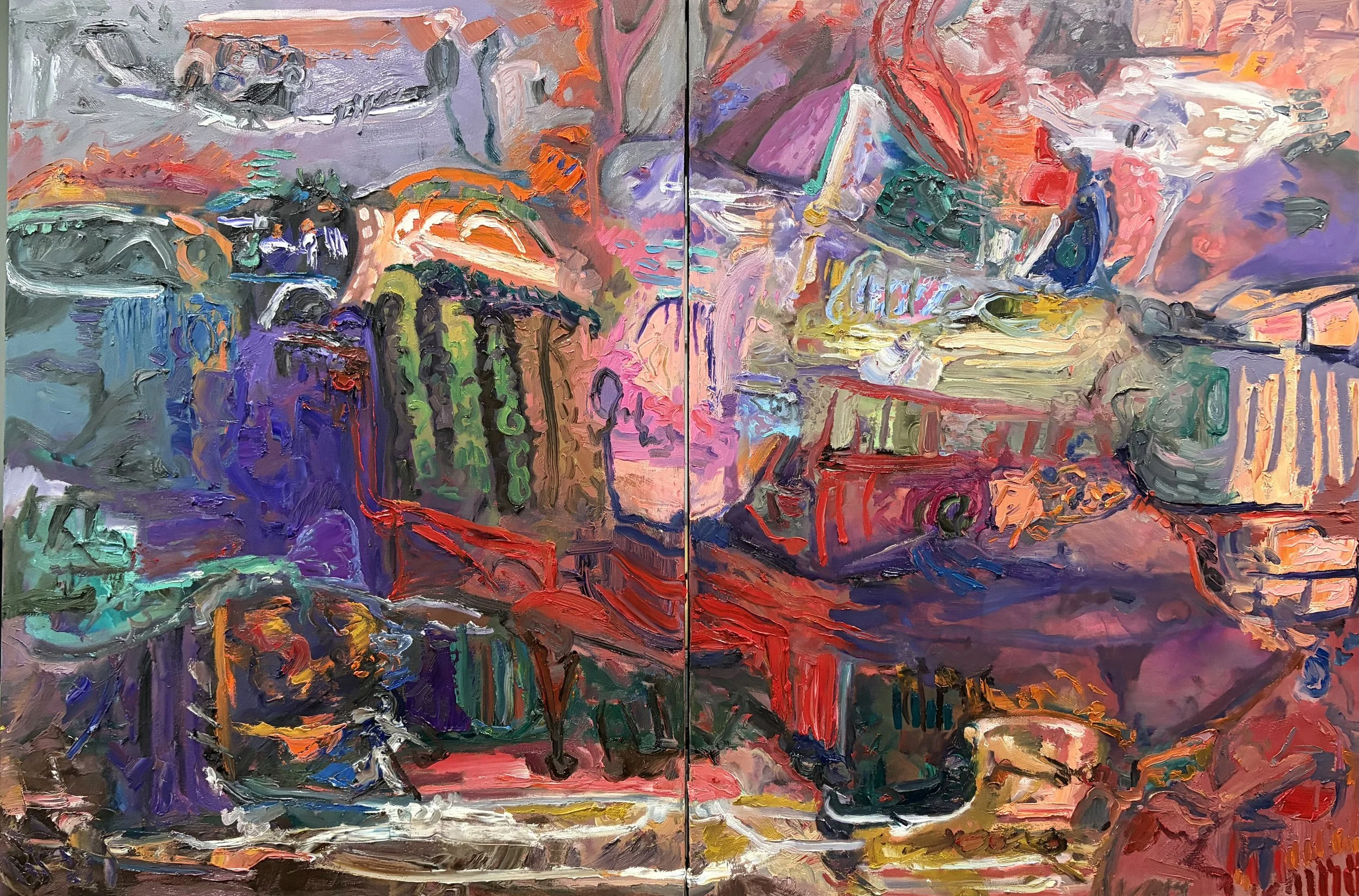 “Odysseus Enters the Underworld”, Oil, Diptych, 60” x 40”, $3000