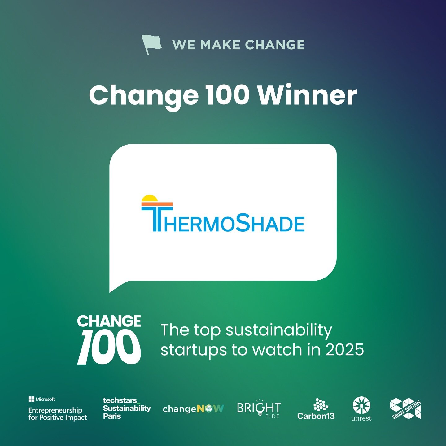We are a Change 100 Winner! 🏆

We&rsquo;re thrilled to share that we&rsquo;ve been named one of the top 100 sustainability startups to watch in 2025! 🎉

Out of hundreds of inspiring ventures worldwide, our work on advancing heat resilience was reco