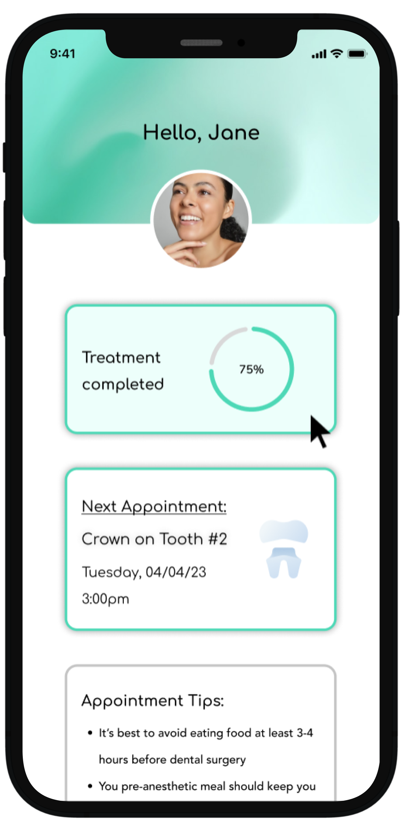 Dashboard upon logging in