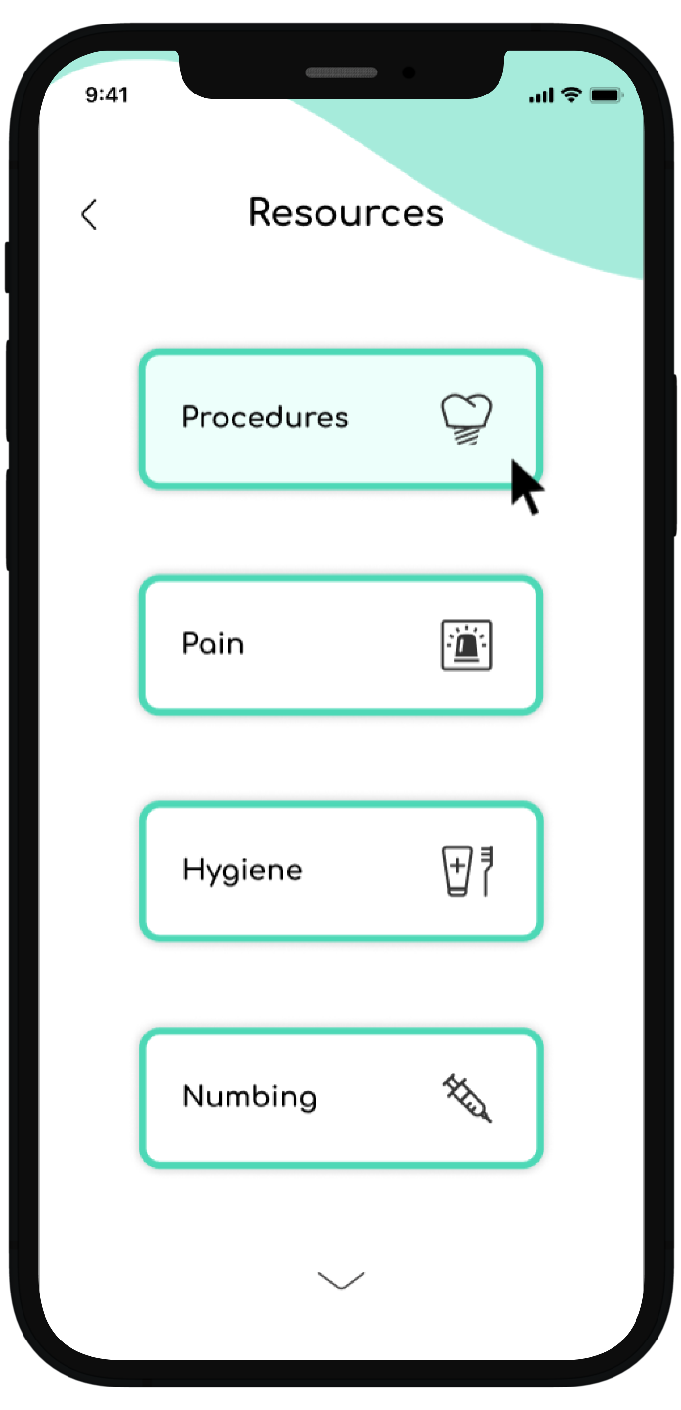 In this example, the user has selected procedures.