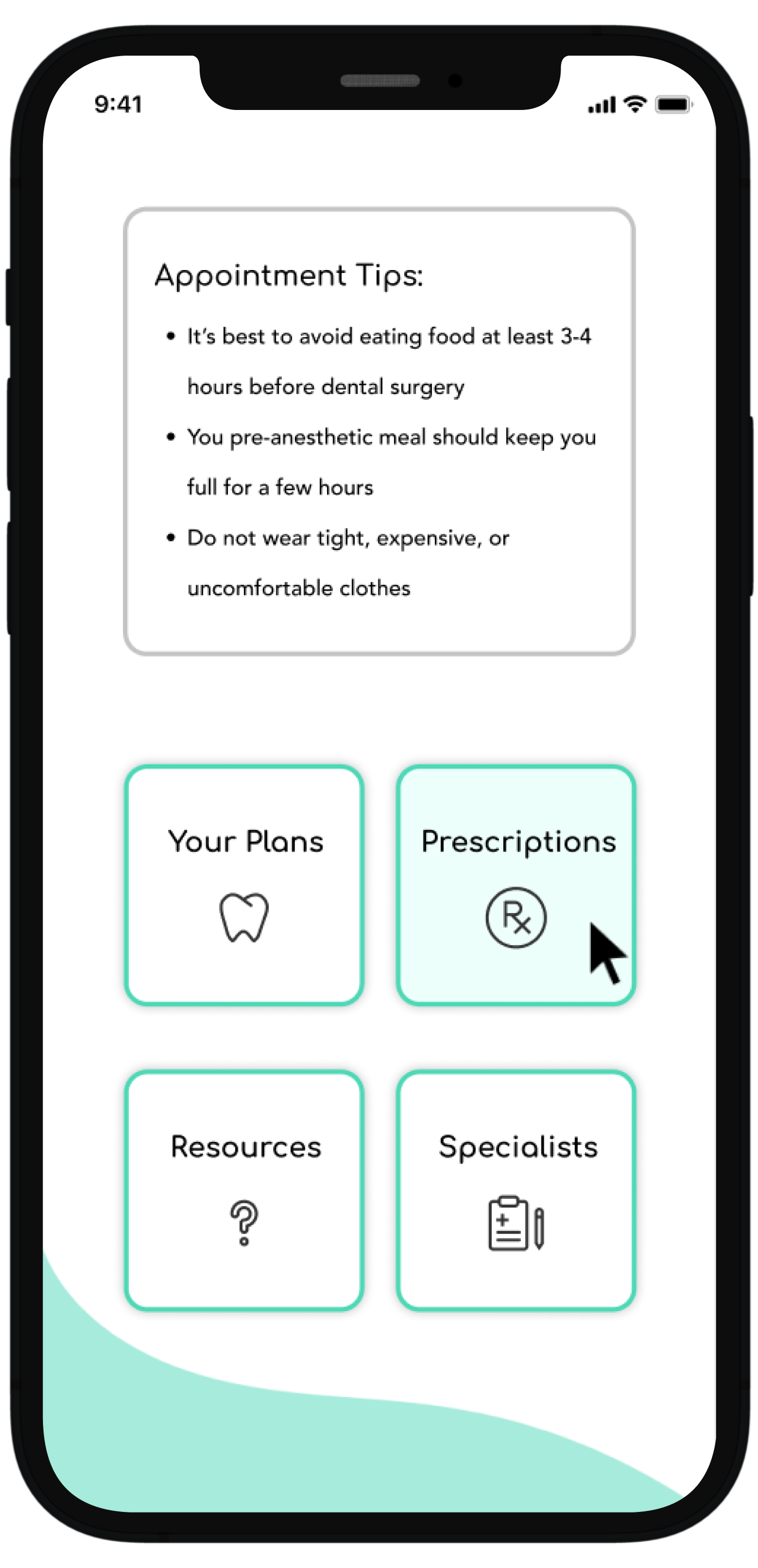 The user selects the prescription from the main dashboard.