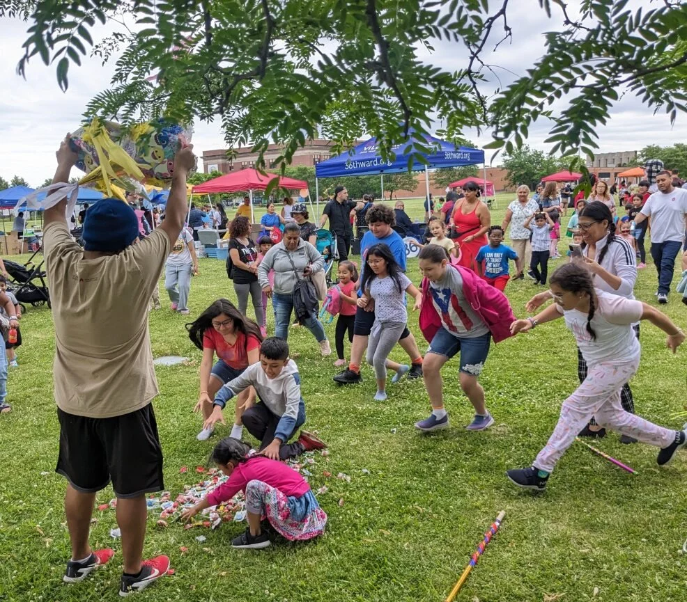 Children and piñata candy