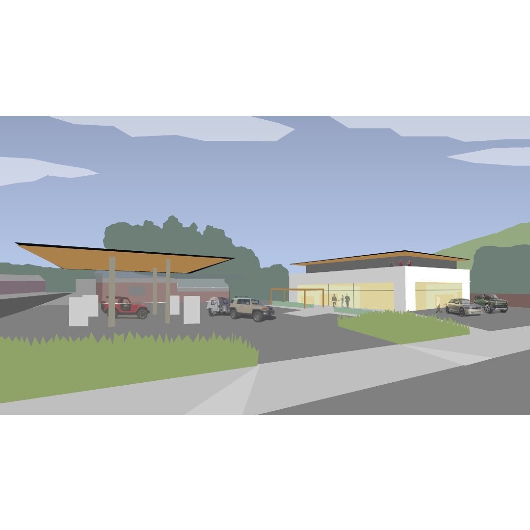 The Future Station Project studies 9 prototypes around New York State with urban, rural and highway locations. This one is in Windham. See the link in the bio for more info. #gasstation #electricvehicle #evchargingstations #adaptivereuse #climatechan