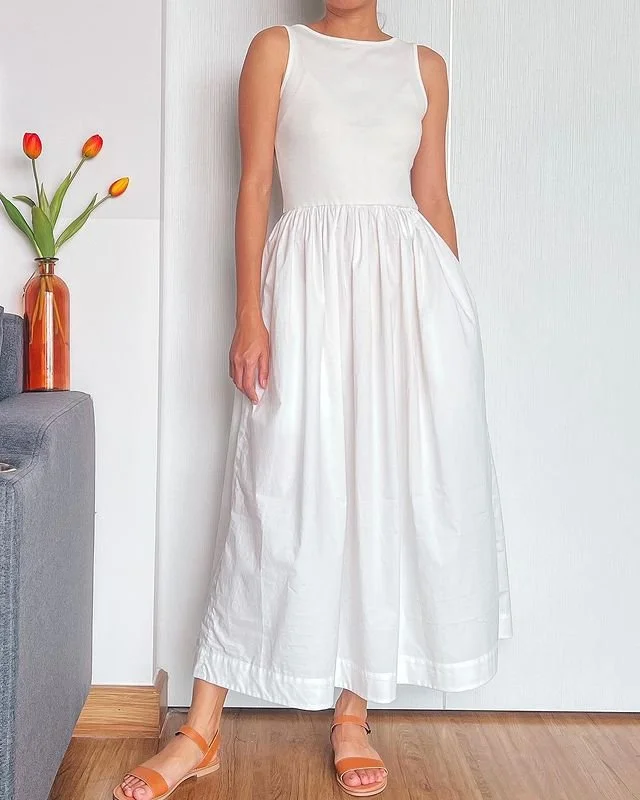 DIY Tank Dress from a Tank Top and 2 Rectangles [Beginner-Friendly Sewing Project + Free Pattern]
