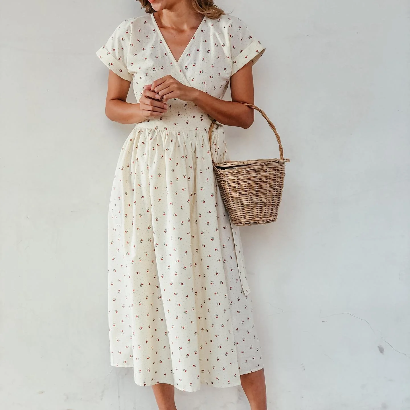 DIY Vintage Wrap Dress from scratch | Making a beautiful dress in the most simple way [+ Free Pattern] 