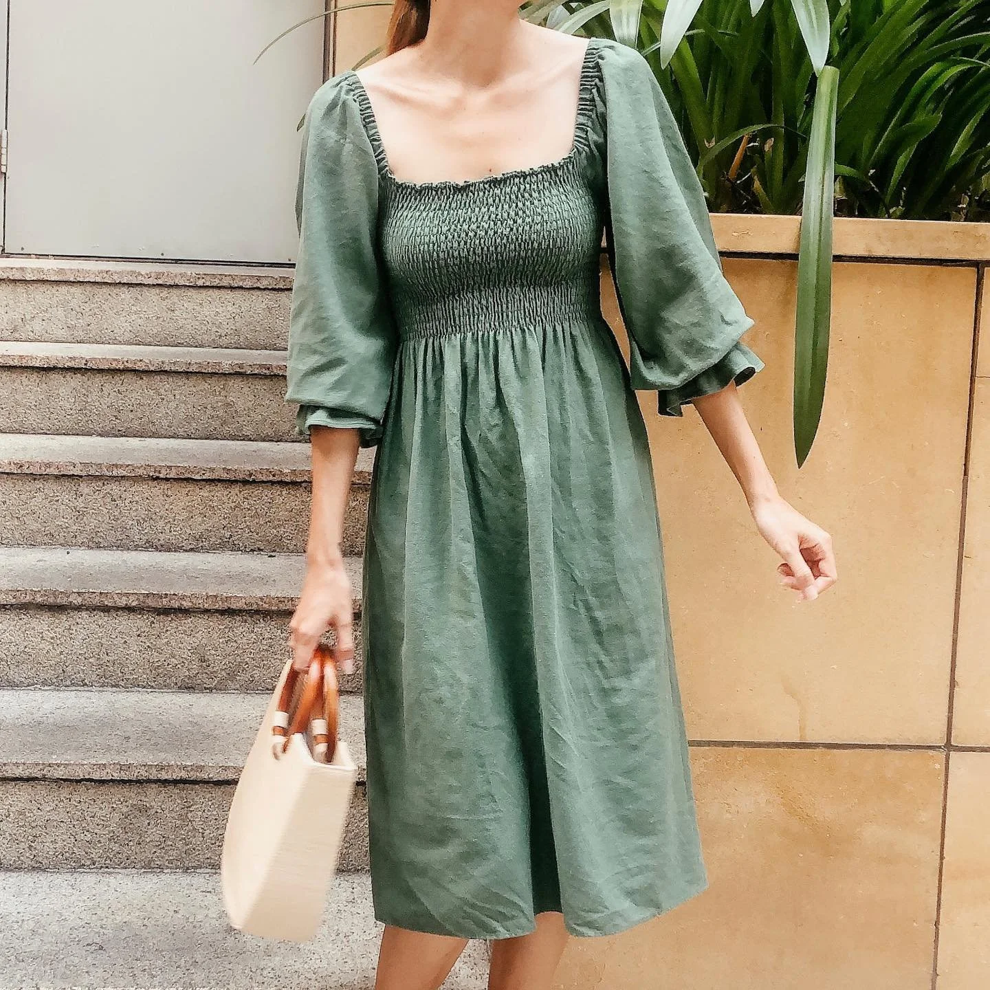 DIY Puff sleeve smock dress from scratch - A perfect summer dress [+ Free Pattern]