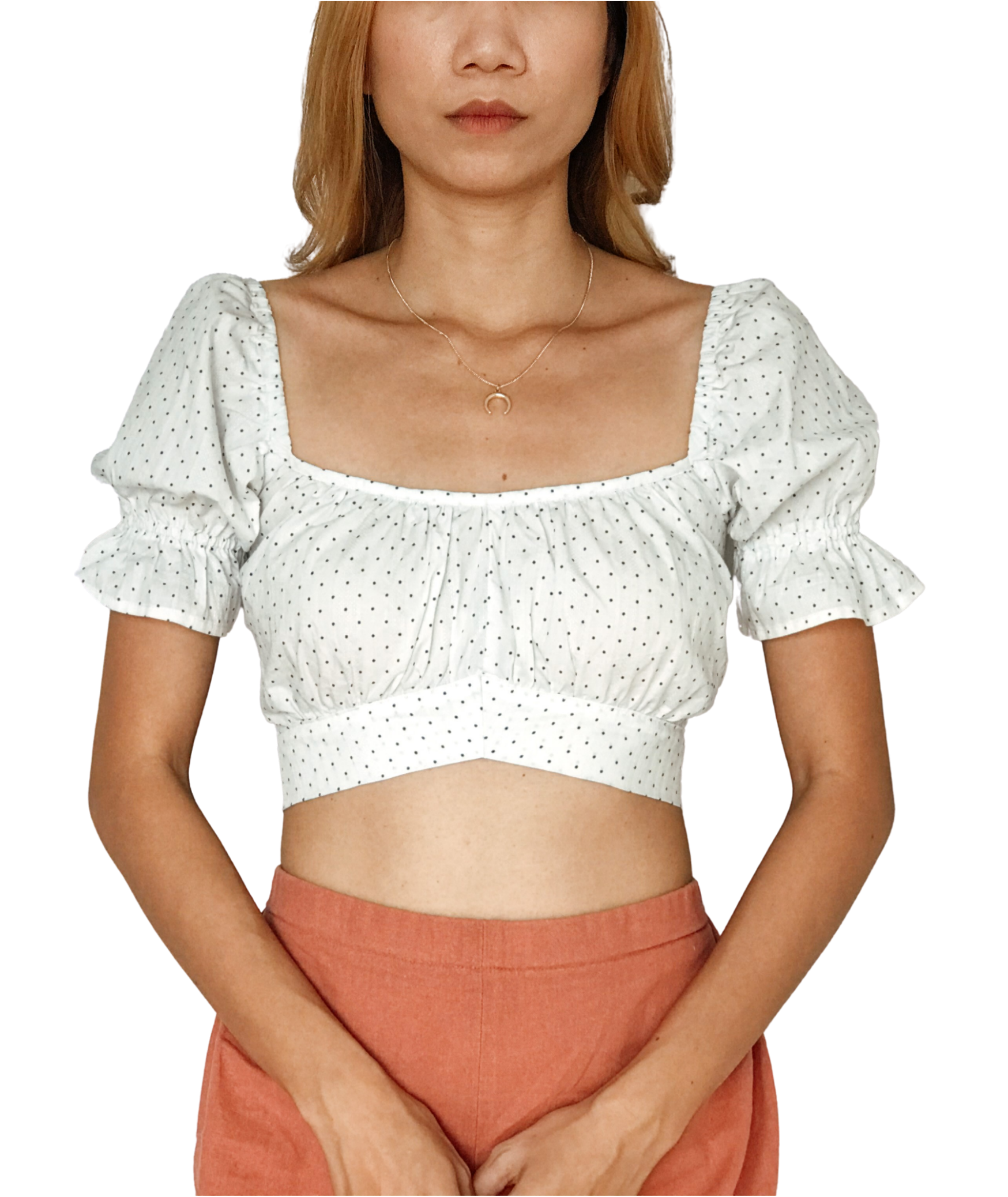 DIY Puff sleeve crop top from Men's shirt - Men's shirt refashion idea [+ Free Pattern]