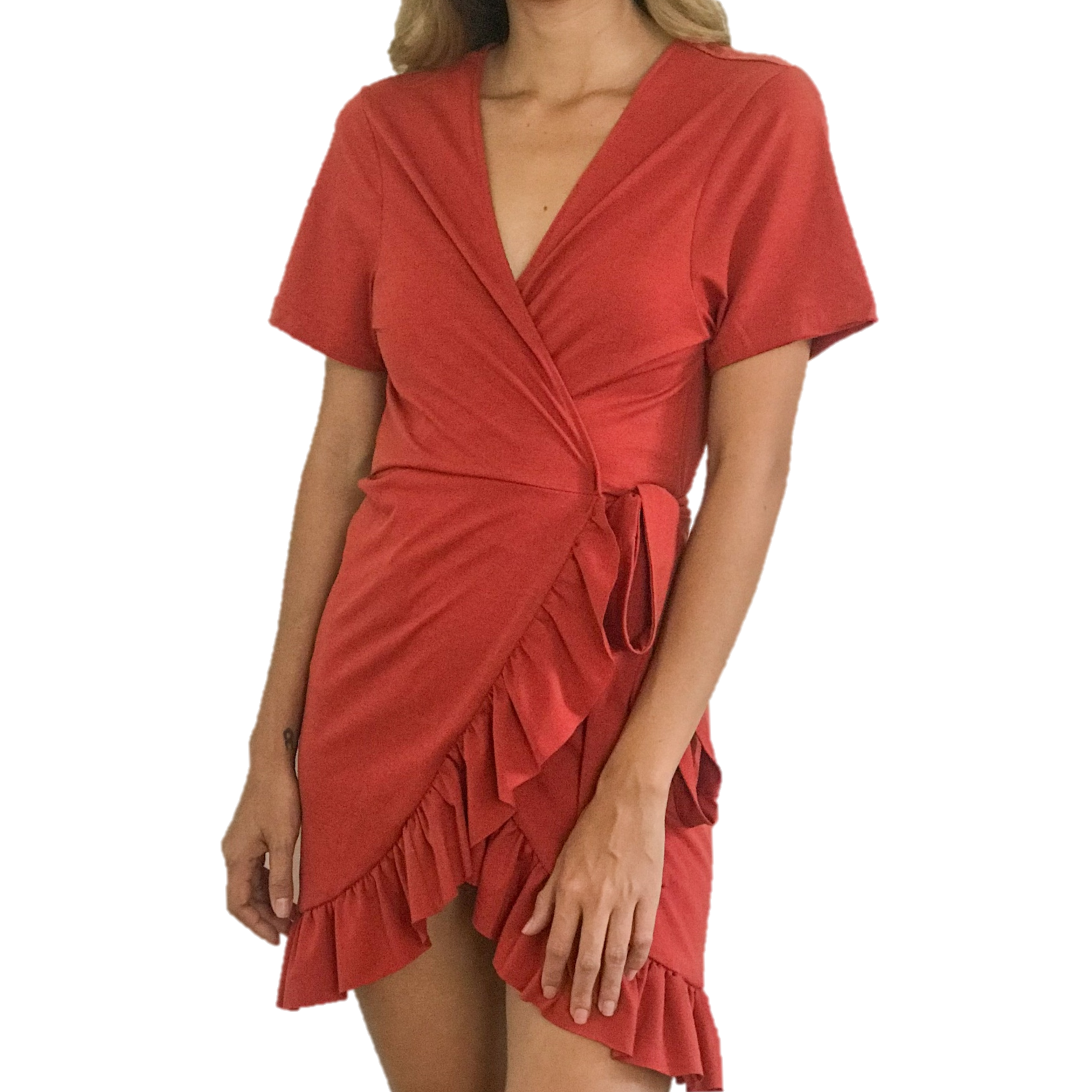DIY Ruffle wrap dress from T Shirt - Refashion T-Shirt into Ruffle wrap dress