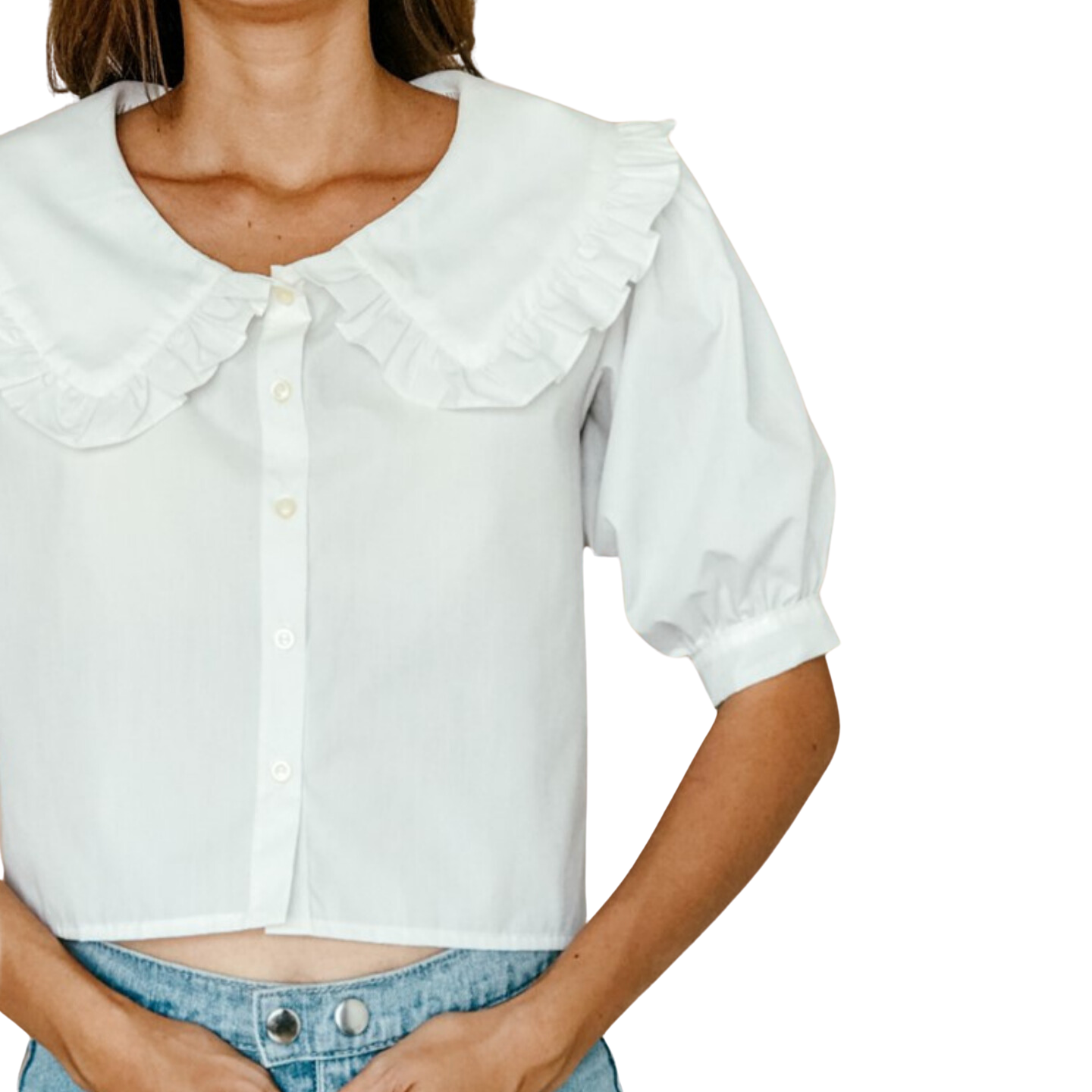 DIY RUFFLE COLLAR BLOUSE from Men's shirt - Refashion Men's shirt into a pretty and trendy top