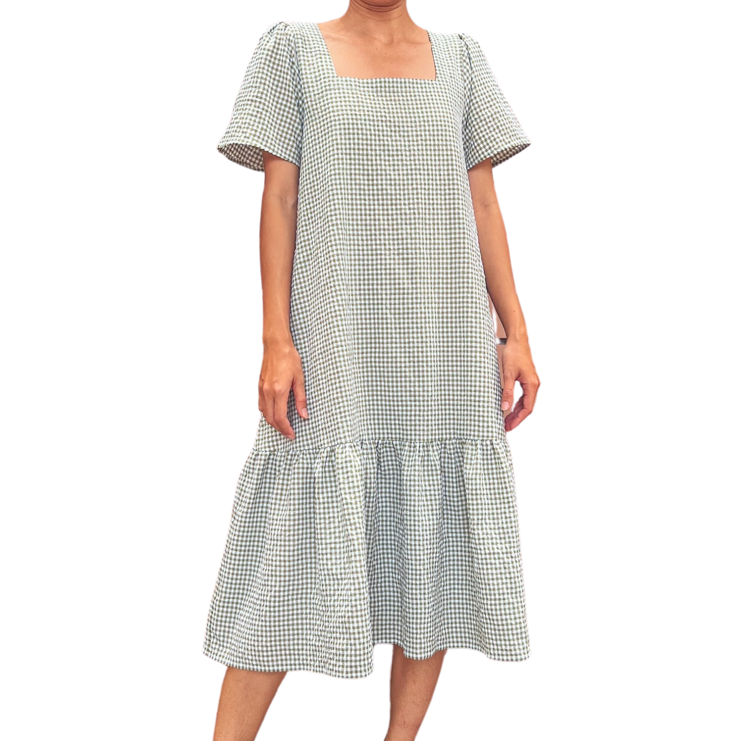 DIY Square neck dress with ruffle hem and side pocket | Step by step sewing tutorial
