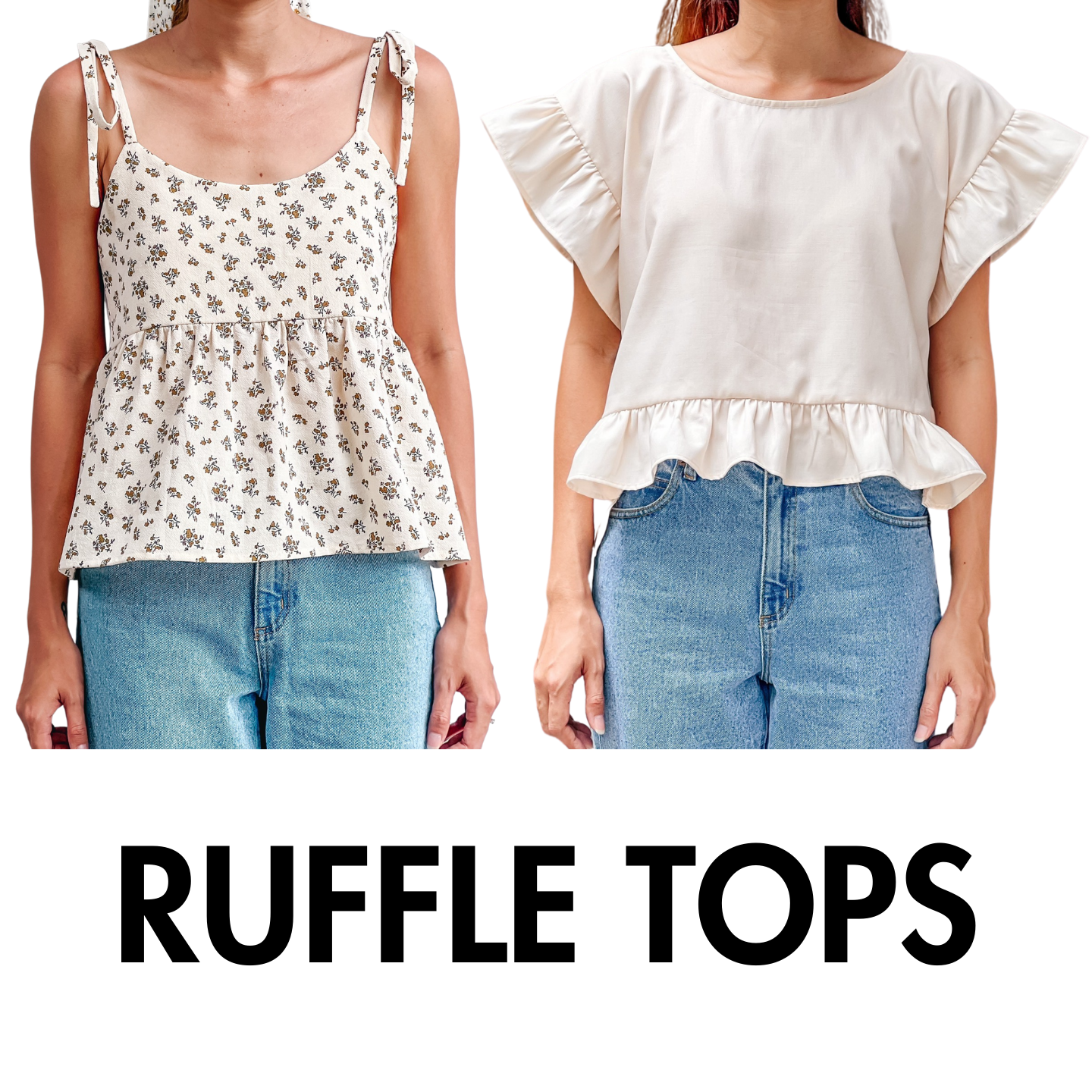 I made some cute ruffle tops from leftover fabric | Beginner friendly sewing tutorial