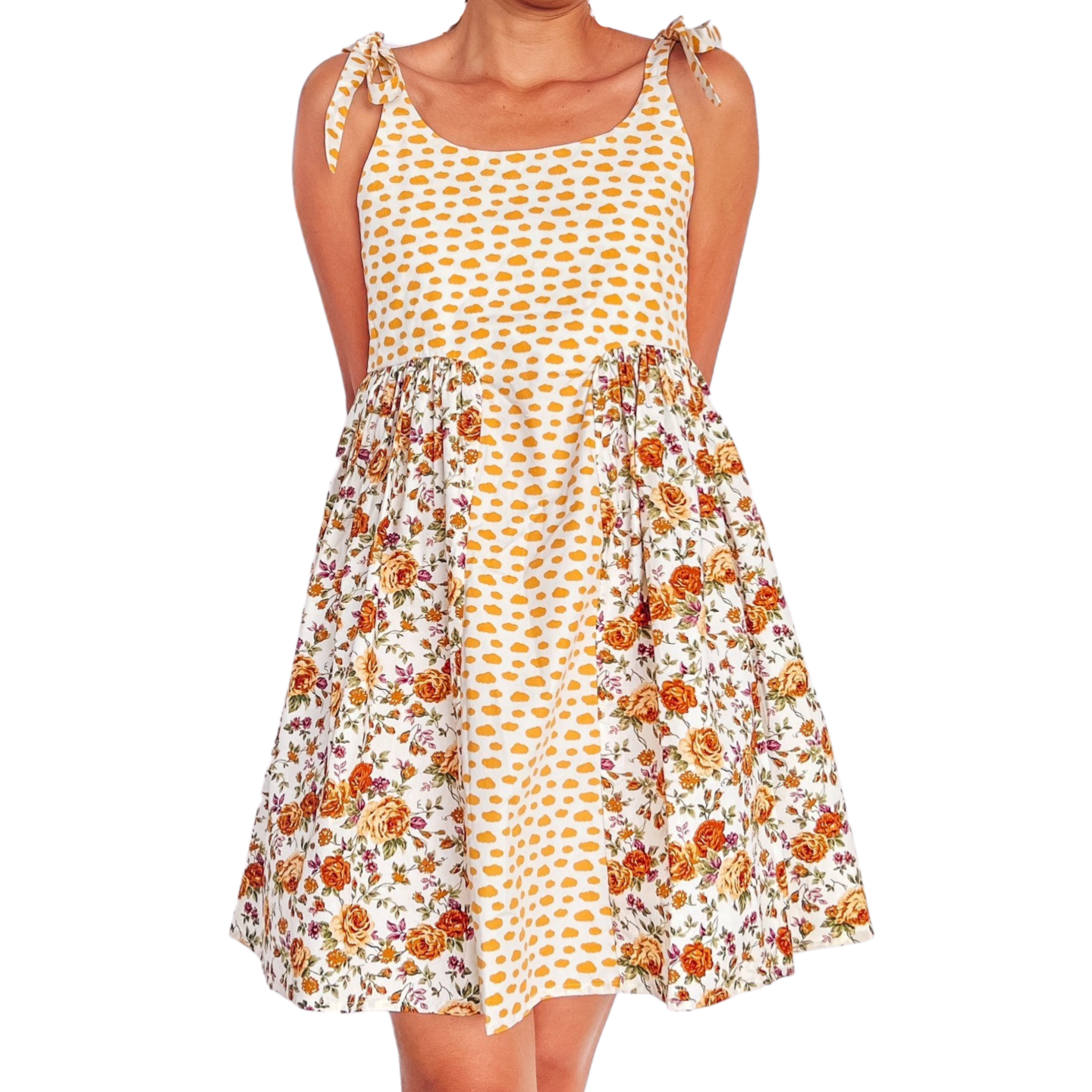 DIY Babydoll dress from 2 different fabrics | Step by step sewing tutorial