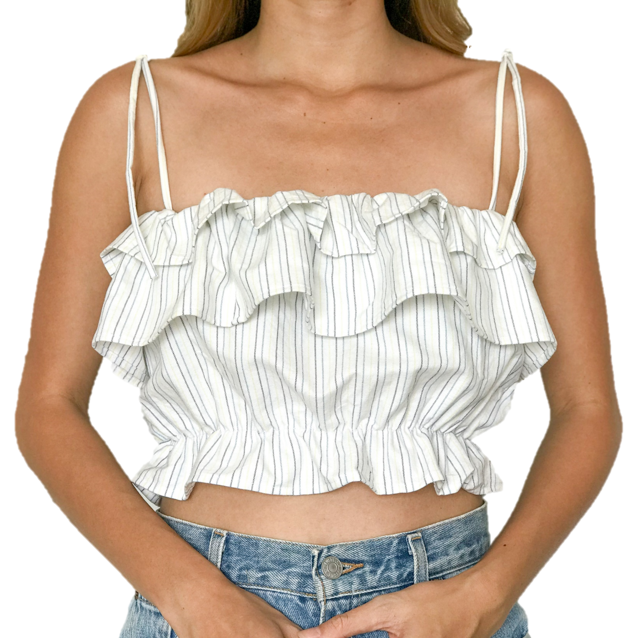 DIY RUFFLE CROP TOP from Men's shirt - Reformation inspired