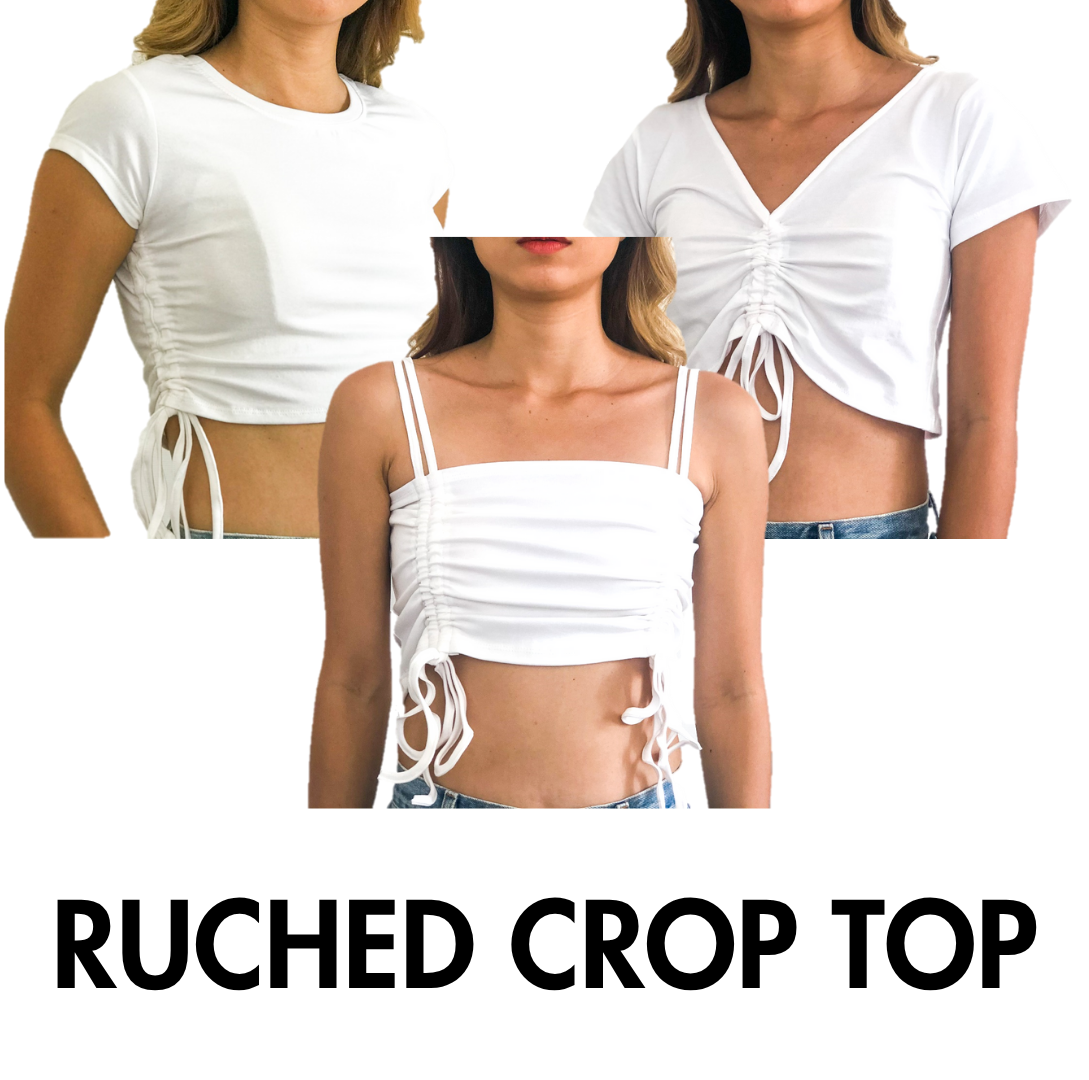 DIY ruched crop top from old T-shirt in 3 different ways - Another way to re-use your old T-shirts