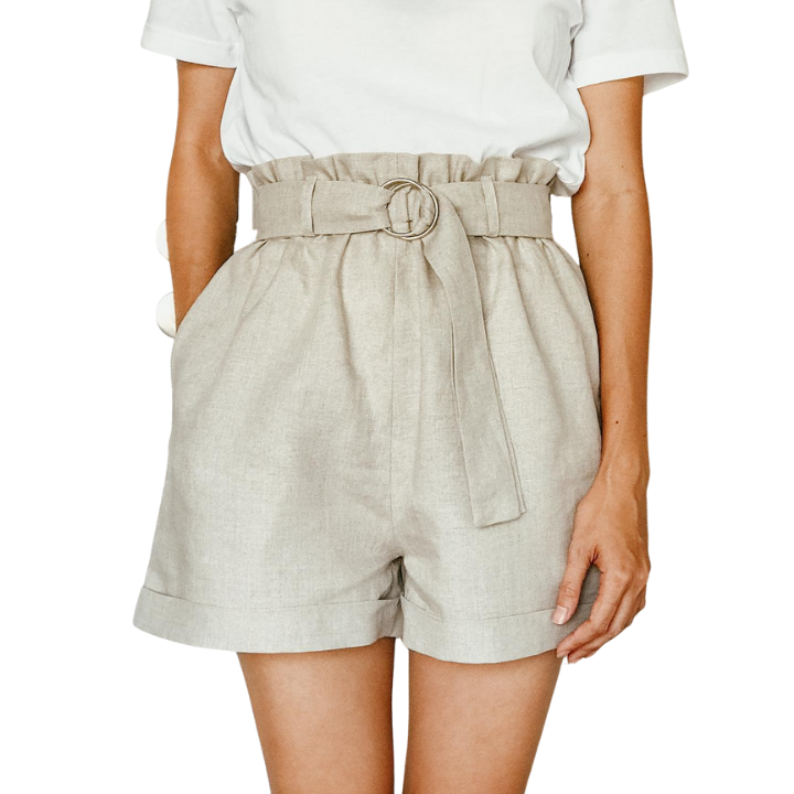 DIY Paperbag Shorts from scratch (High waist - Wide leg - Side pockets) | Simple sewing tutorial