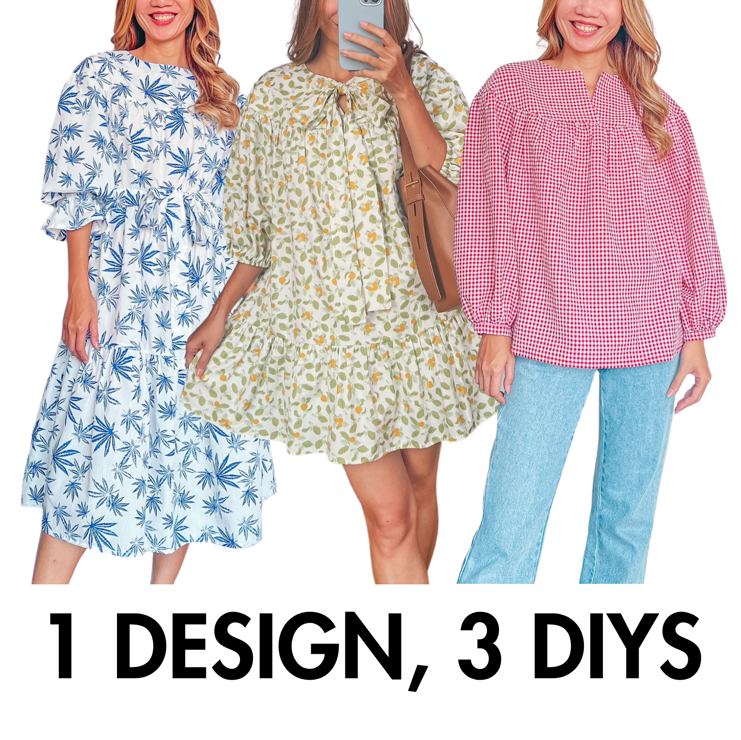I made 3 different DIYs from 1 simple design | The abilities of sewing are from your own creativity