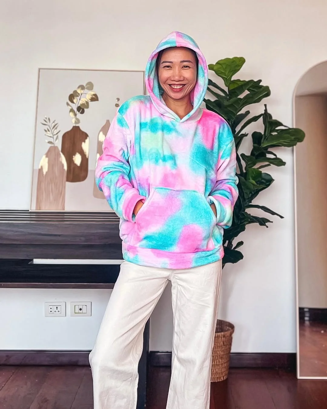 Making a Rainbow Hoodie from a fleece blanket | Step by step sewing tutorial with pattern