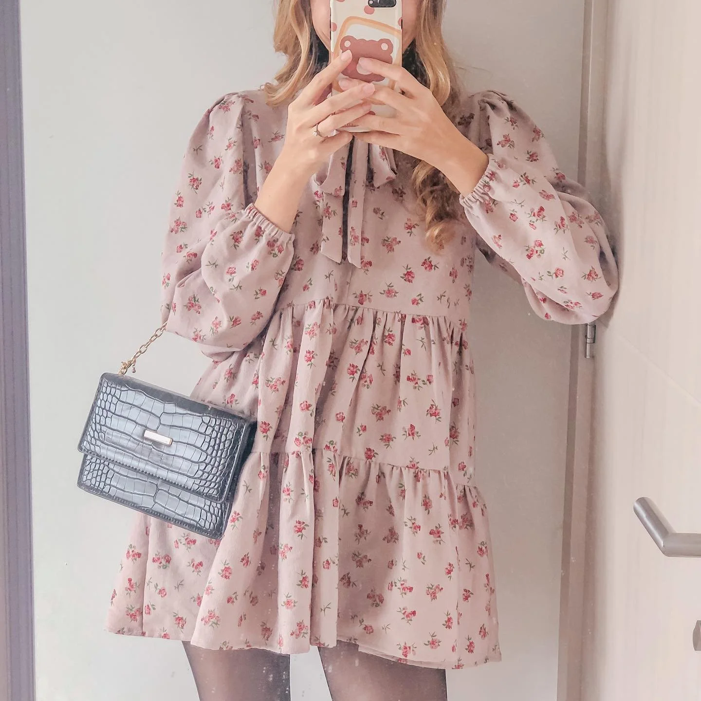 DIY Long sleeve tiered dress (with round neck &amp; front tie) - Step by step sewing tutorial