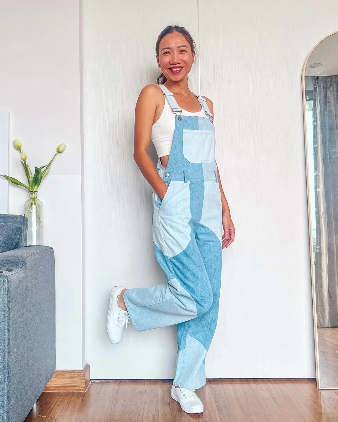 Making a Denim patchwork jumpsuit from old jeans | Thrifted transformation idea | Sewing tutorial