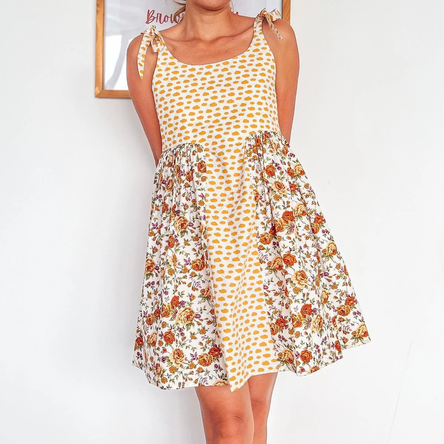 DIY Babydoll dress from 2 different fabrics | Step by step sewing tutorial