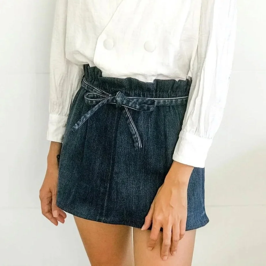 DIY Paper bag skirt from old jeans - Idea to reuse your old jeans