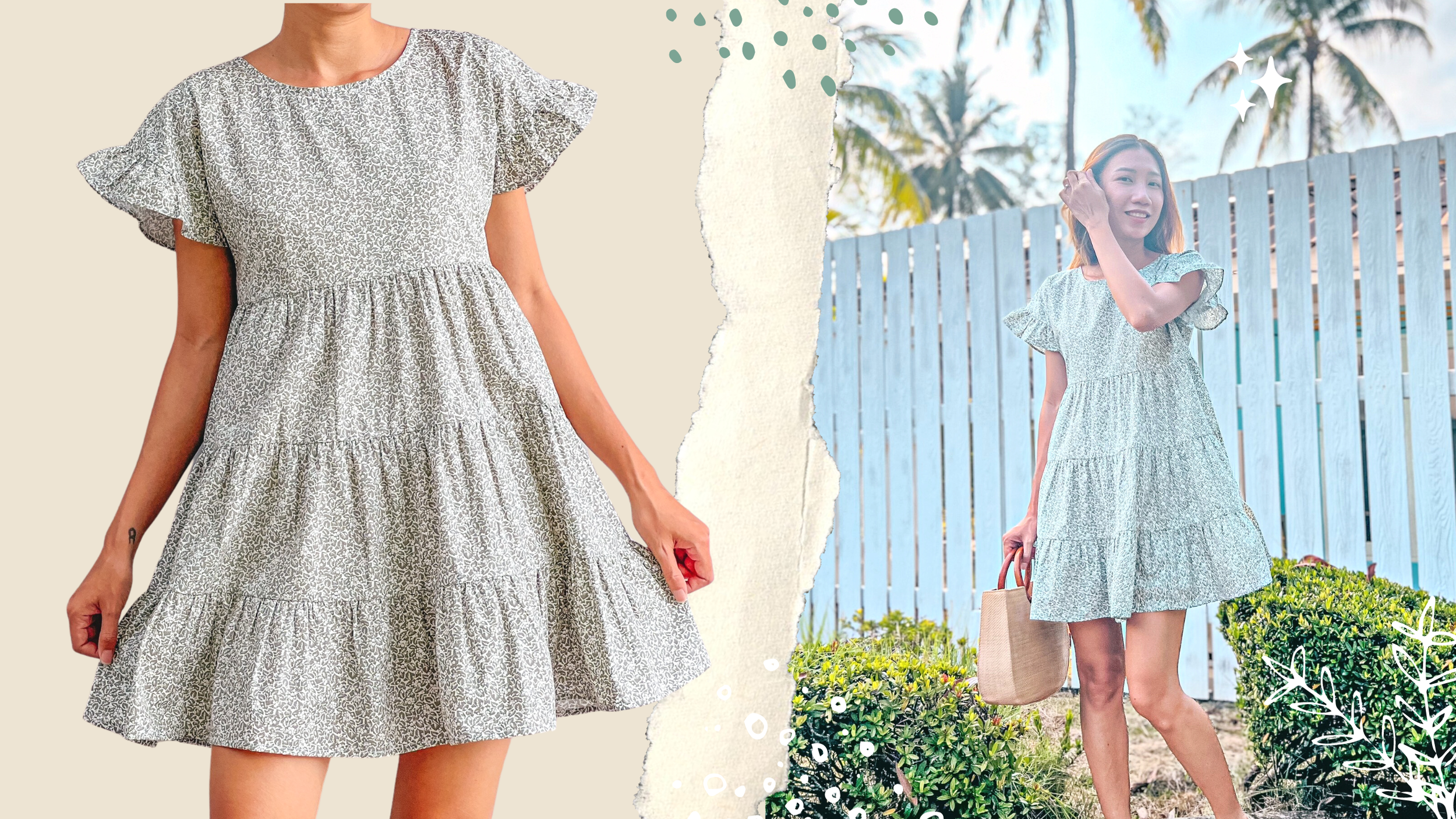DIY Ruffle sleeve tiered baby doll dress | Beginner friendly sewing tutorial