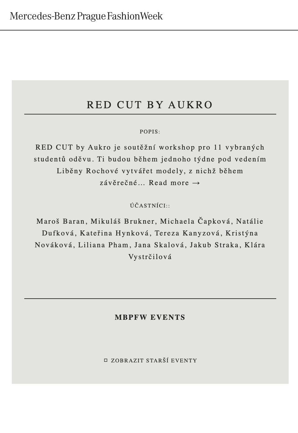 Mercedes-Benz Prague Fashion Week