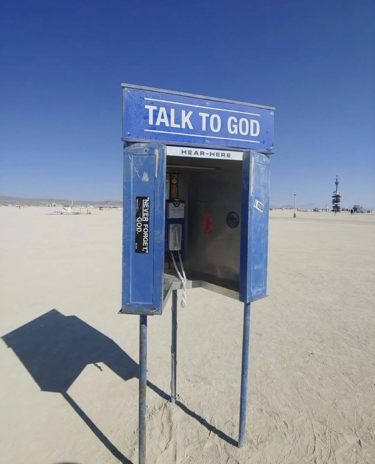 Just stumbled upon this gem: the Talk to God Phone Booth at Burning Man (@talk_to_god_phone) 📞✨⁠
⁠
Since 2003, this little interactive installation has been inviting people to do something unusual &mdash; pick up the phone and talk to God. Over the 