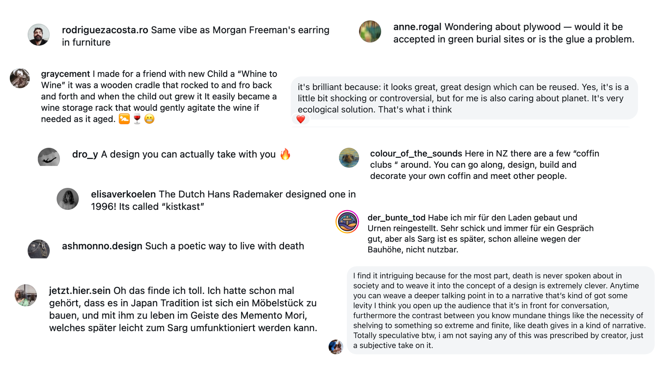 Screenshot of comments and DMs on my post on Shelves of Lifeby William Warren