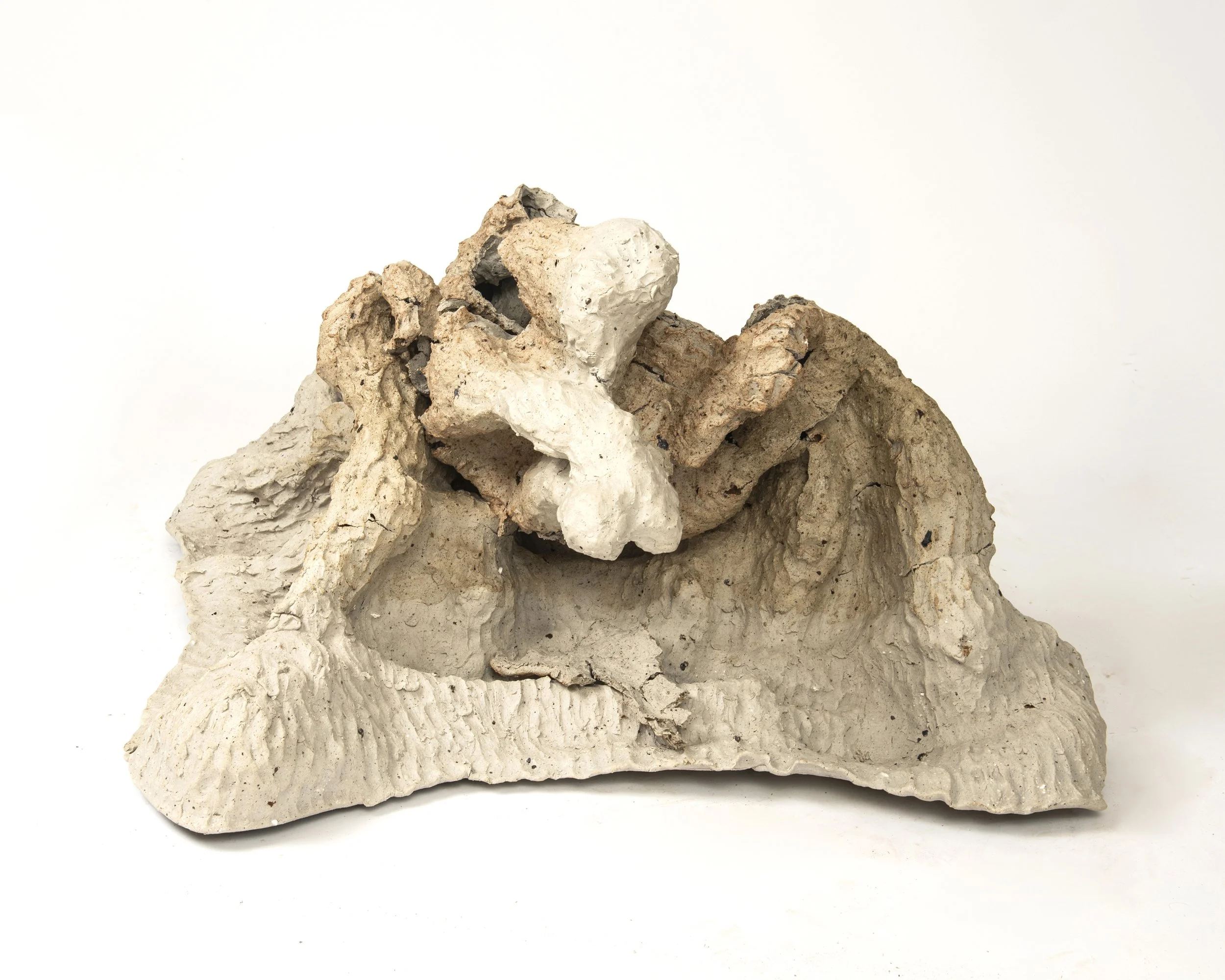 Becomings: sigh, 2025, stoneware ceramic: ball clay, bentonite trugel, silica, ash, 41 x 100 x 70cm. 