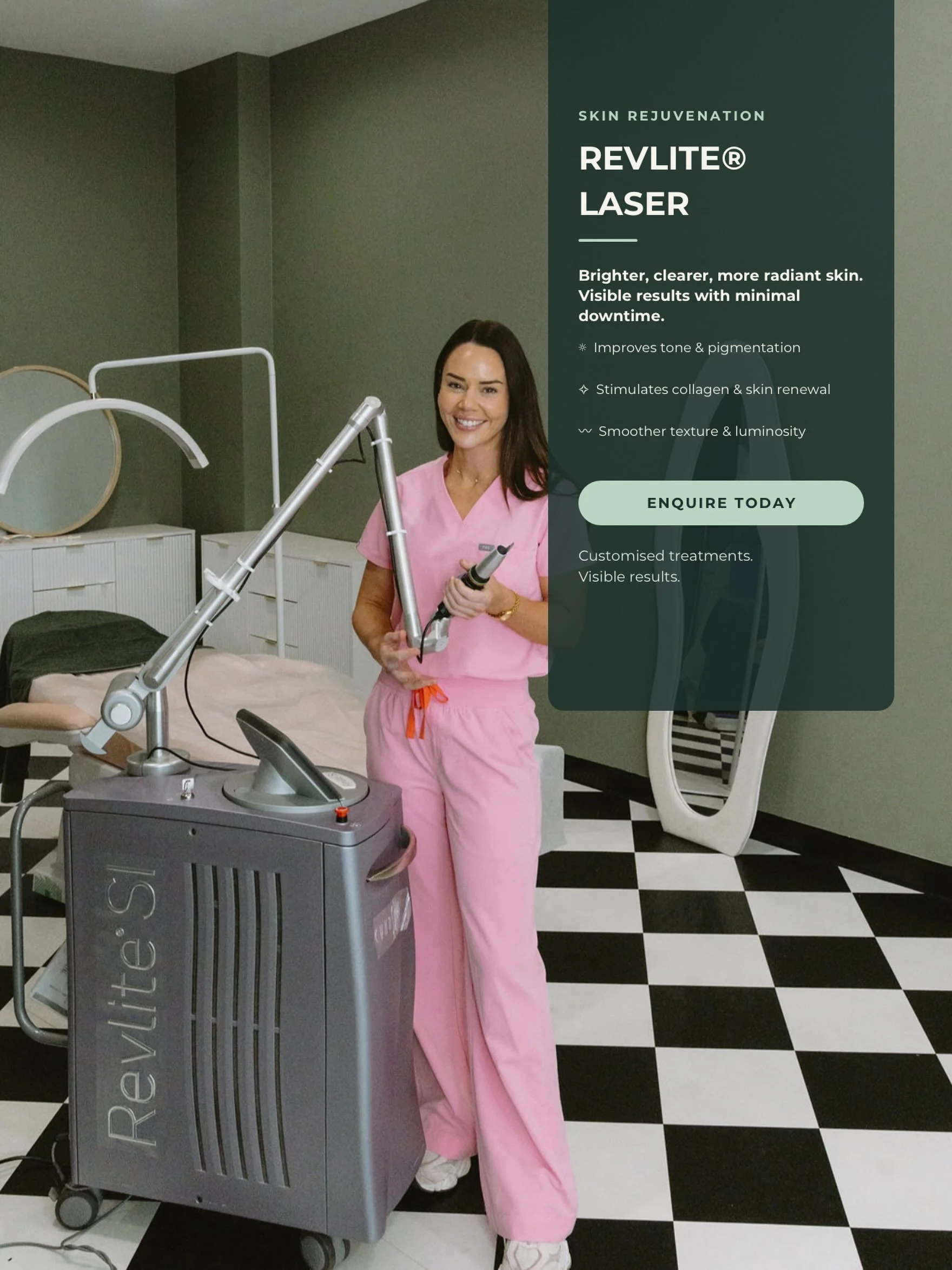 REVLITE&reg; LASER SKIN REJUVENATION ✨

Want brighter, clearer, more even-looking skin?

Revlite&reg; laser skin rejuvenation is a versatile treatment designed to improve the appearance of pigmentation, uneven skin tone and texture while stimulating 