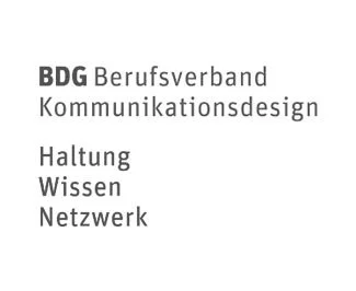 Logo des BDG Berufsverband Kommunikationsdesign mit den Worten Haltung, Wissen, Netzwerk.