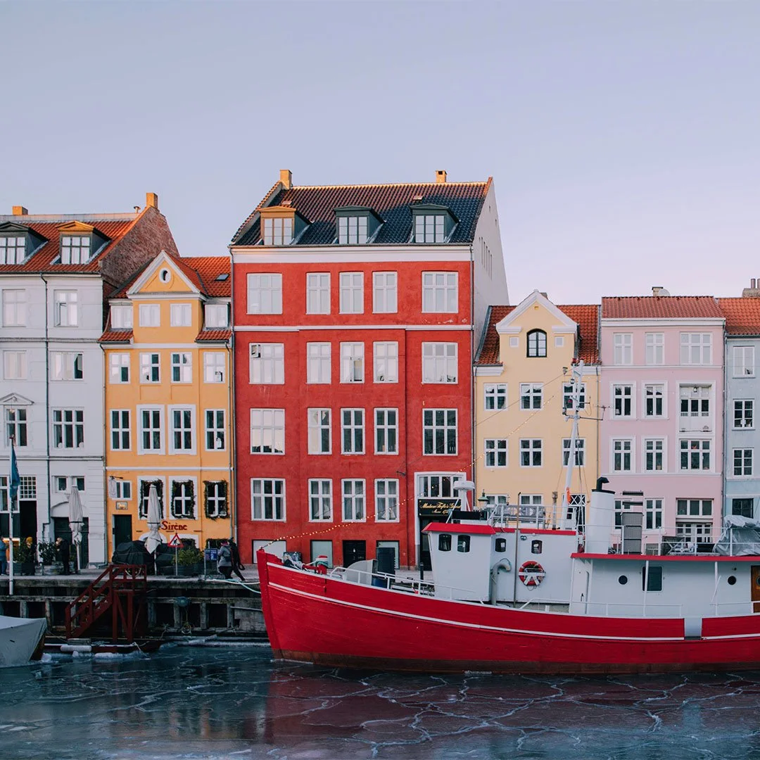 denmark boats and colourful buildings
