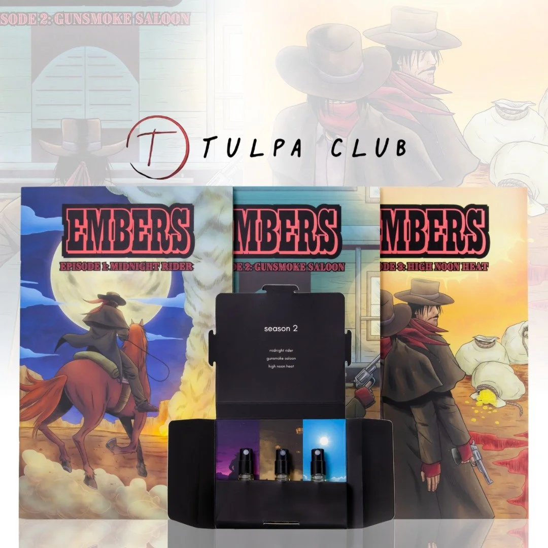 What if the pages of a comic could smell like its story? 
Pioneering the blend of comic and scent, Tulpa Club subverts convention with thrilling narrative comic books to match its creations. 

With Season 2 Story Set, Tulpa Club expands its Seasonal 