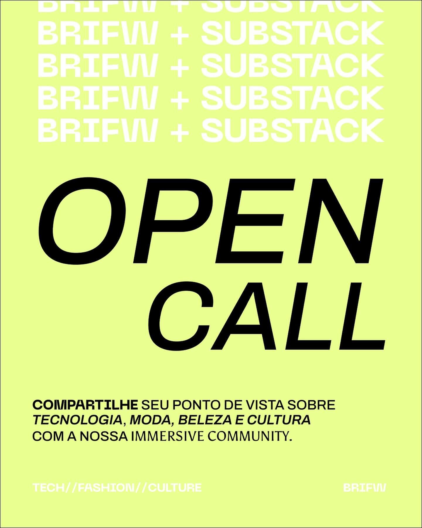 Queremos compartilhar o seu ponto de vista sobre tecnologia, moda, beleza e cultura no Substack da BRIFW! 👾

Se voc&ecirc; escreve ou cria conte&uacute;do sobre tecnologia e cultura, gosta de discutir sobre futuro e transforma&ccedil;&otilde;es nas 