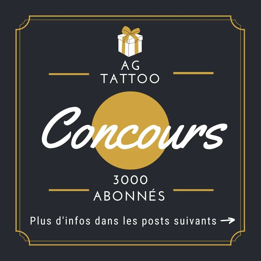 🎁 CONCOURS 🎁

Comme promis voici le concours des 3 000 abonn&eacute;s ! 😉

&Agrave; la cl&eacute;s un bon d'une valeur de 300 euros pour un tattoo noir et gris r&eacute;aliste, alors si tu as un projet cool en t&ecirc;te c'est le moment de partici