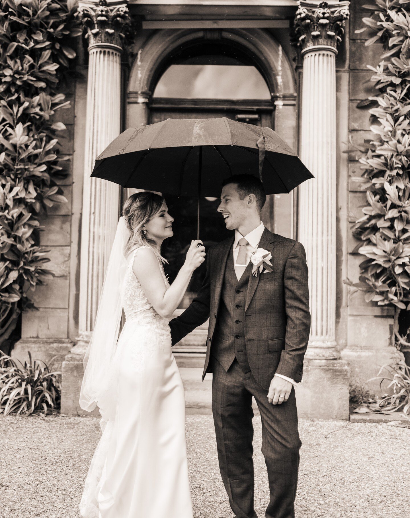 Katie &amp; Emerson braving the frequent showers @goldneyevents in Bristol. 
.
.
.
#weddingphotography #umbrella #sunsetweddingphotos #monochrome #sunsetweddingphotography #summerweddingphotos #autumnwedding #oxfordweddingphotographer #weddingphotogr