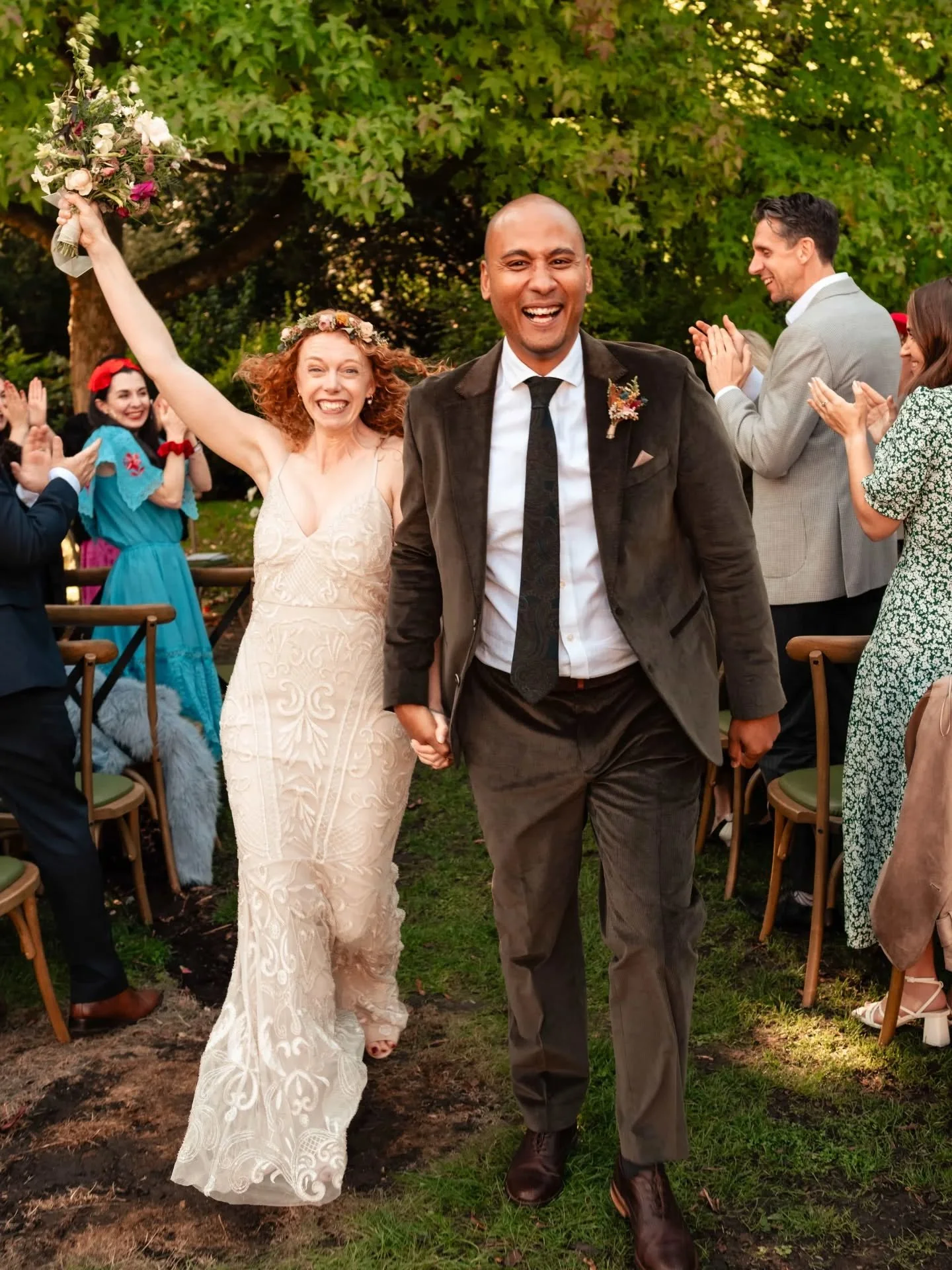 Rachel &amp; Pete's garden ceremony at the @watermilltheatre in Berkshire. An incredible day from the get-go, with such a great buzz and so many happy faces. You could instantly tell that R&amp;P have incredibly strong connections with their friends 