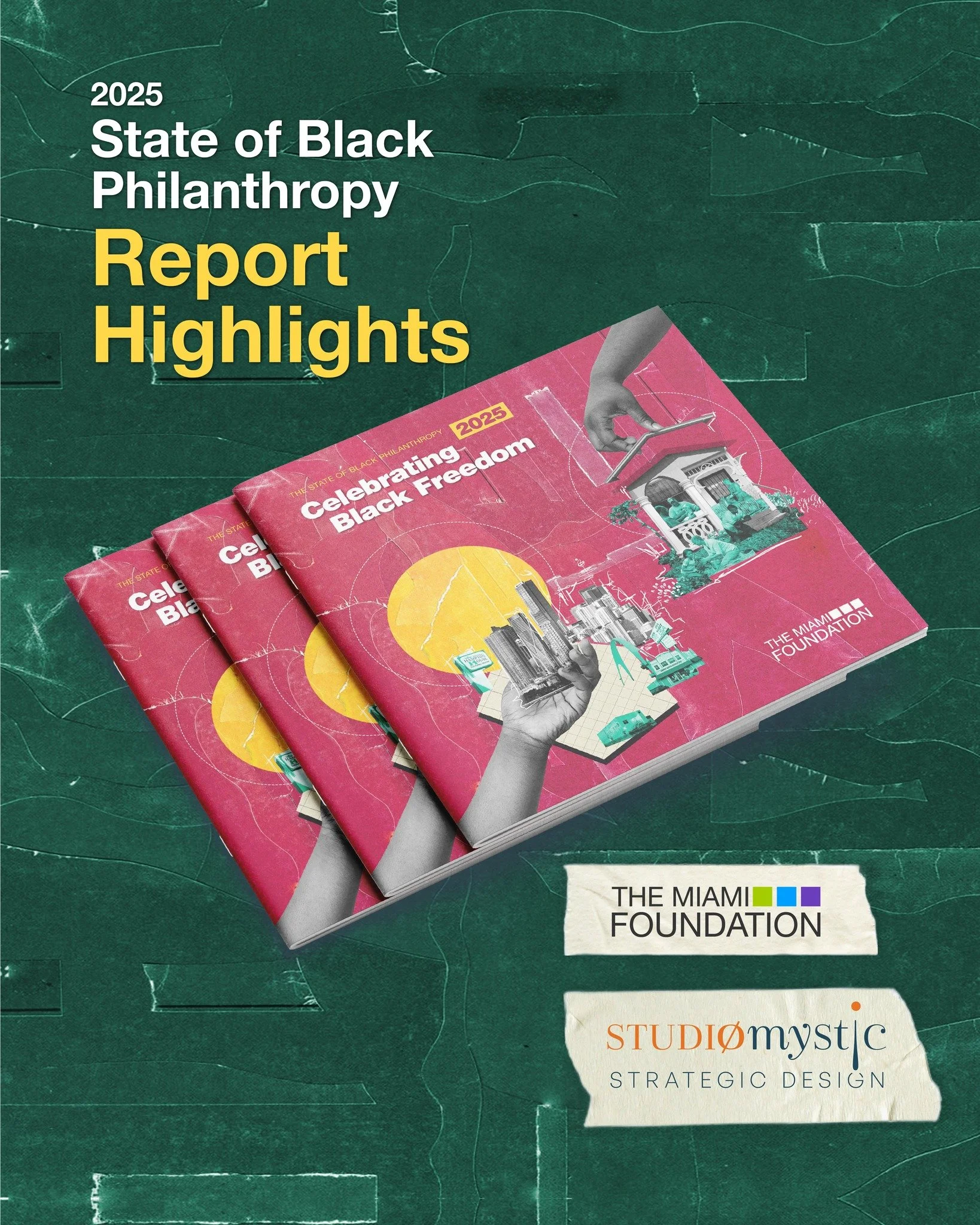 This was our first year collaborating with artist Cornelius Tulloch to bring the 3rd edition of the State of Black Philanthropy to life for @miamifoundation. Centered on fundamental freedoms, the report highlights Black liberation as the freedom to l